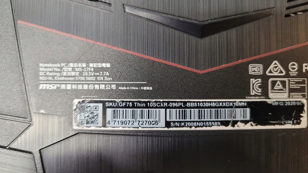 Laptop MSI MS-17F4 Intel Core i5 8 GB / 512 GB - 12200739656 ...