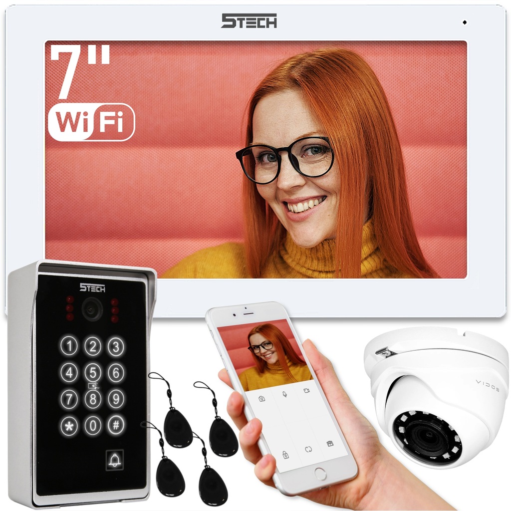 5TECH WIDEODOMOFON Z MONITORINGIEM RFID KOD WIFI