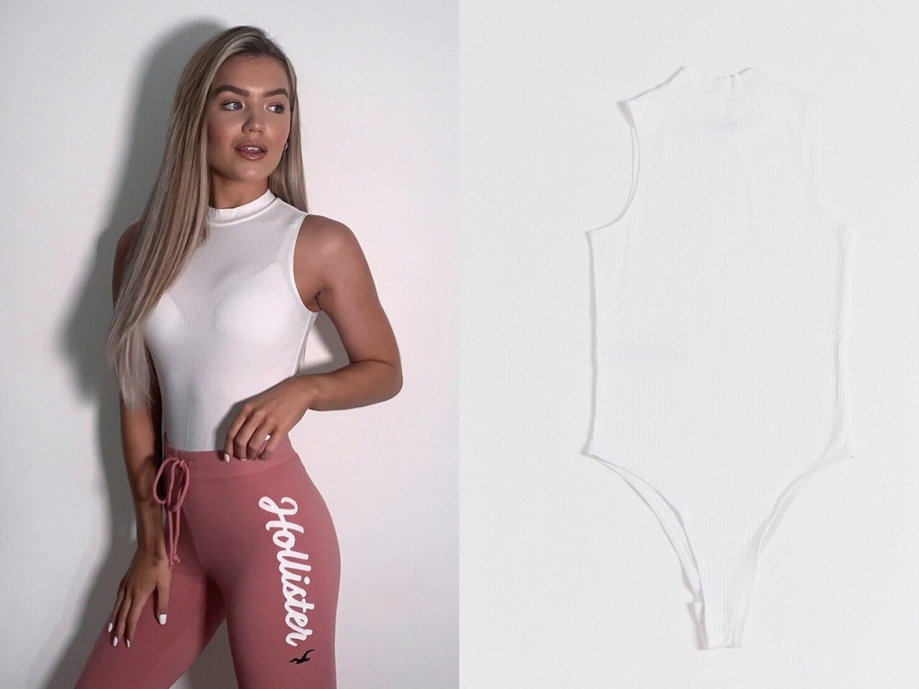 Hollister Białe body prążkowane stójka S