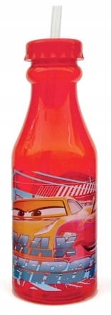 Butelka ze słomką Auta Cars 500 ml czerwona