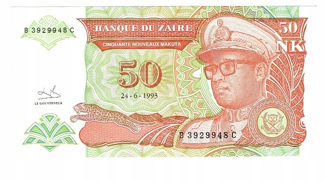 Banknot z Zairu