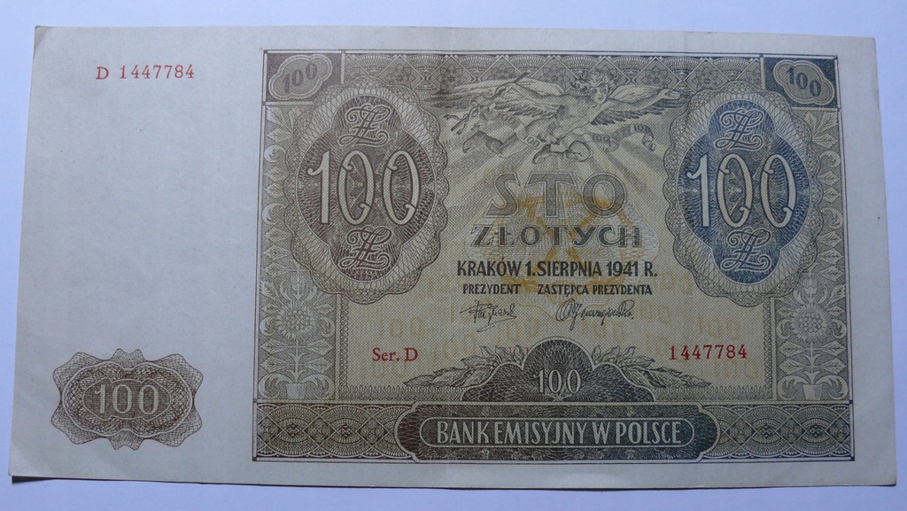 GG - Banknot 100 zł 1941 r. ser. D