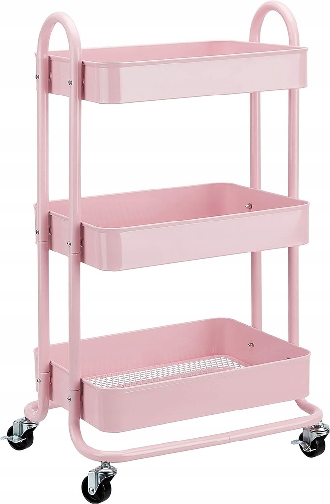 Amazon Basics 3-poziomowy wózek kuchenny na narzędzia różowy