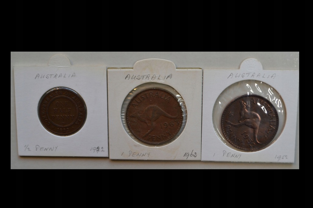 Stara Australia - zestaw 3 monet - każda moneta inna