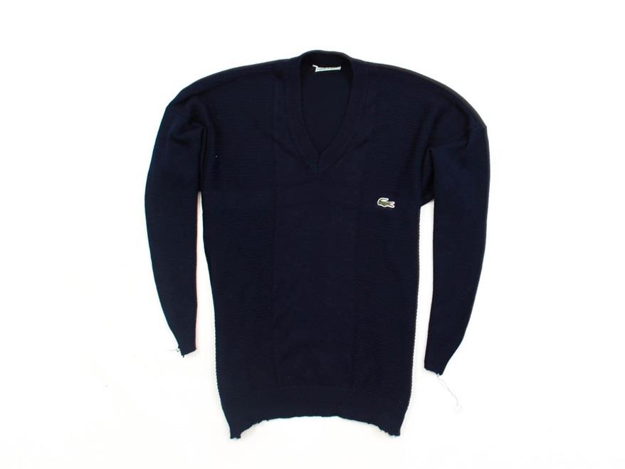 *D Lacoste Sweter Męski V-Neck Bawełna Czarny XXL