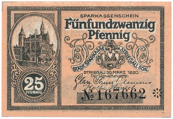 Strzegom - Striegau - 25 fenigów 30.3.1920