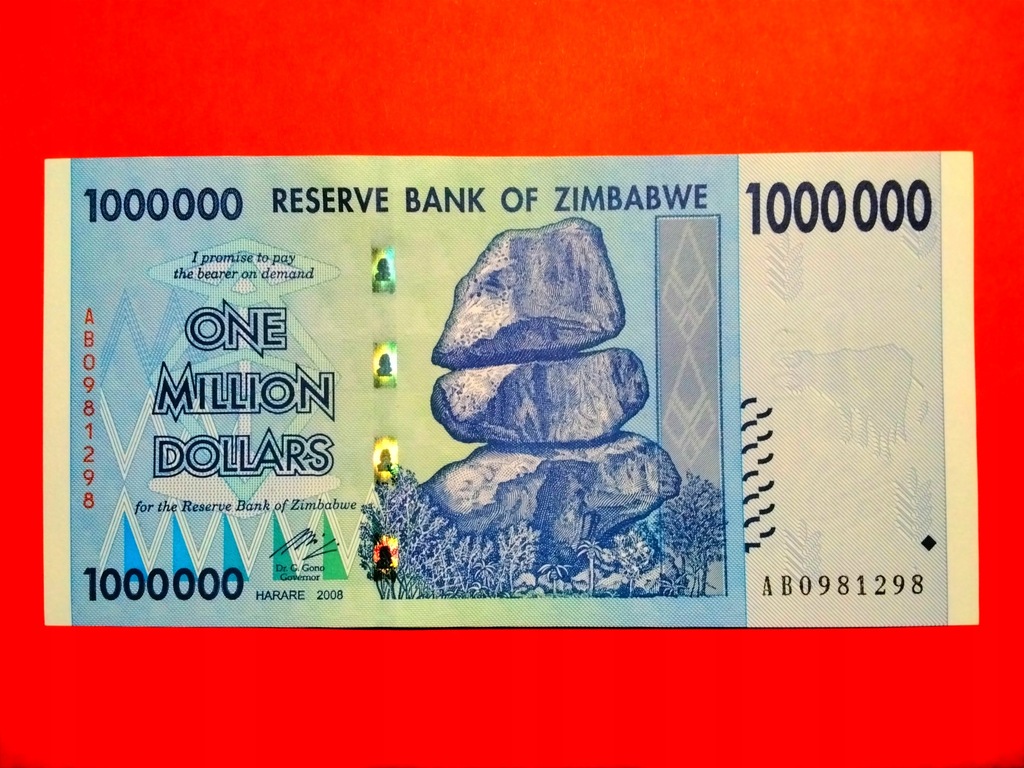 Zimbabwe 1000000 Dollars 2008 P77 UNC