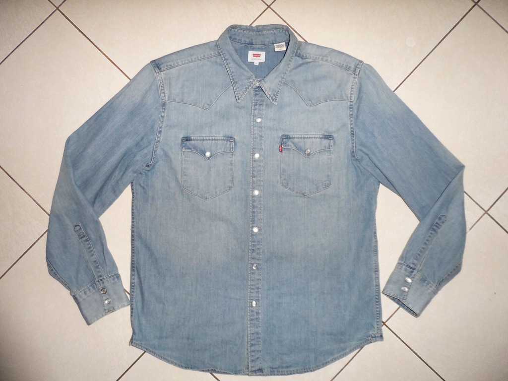 LEVIS JEANS LOGO JEANSOWA KOSZULA r L 43 44 st BDB