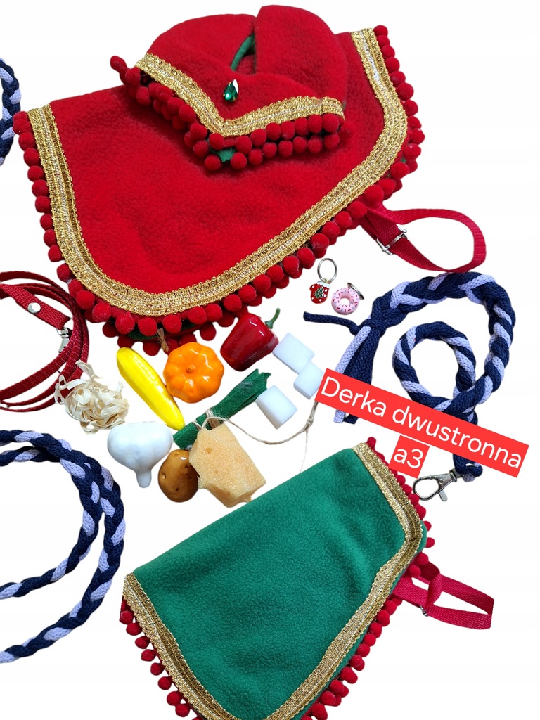 Derka dwustronna dla Hobby horse a3 ,nauszniki,smaczki, napierśnik,wodze