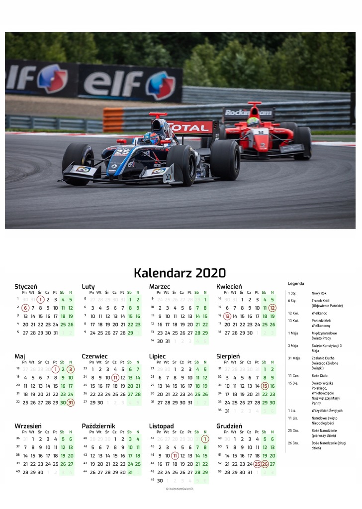 Kalendarz 2020 Formula 1 F1 8508180050 Oficjalne Archiwum Allegro