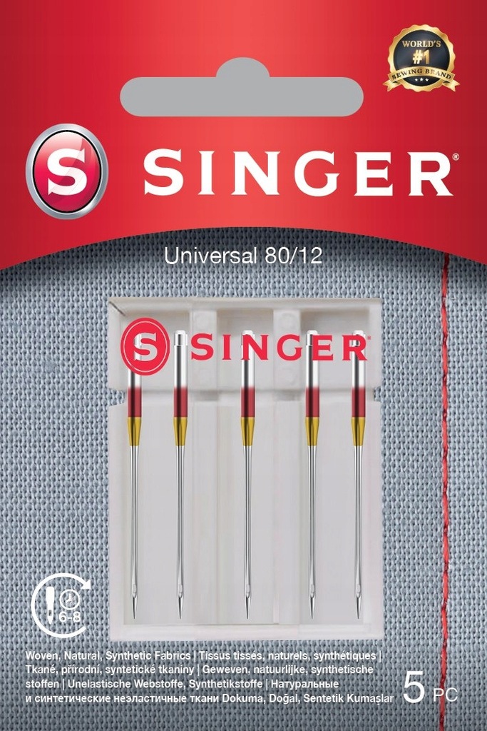 Singer Universal Needle 80/12 5PK for Woven Fabric