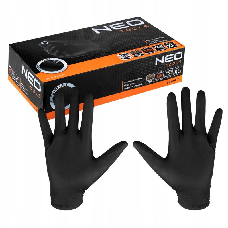 NEO Rękawiczki nitrylowe, czarne, 100SZT 97-691-XL