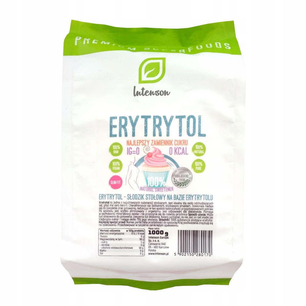 ERYTRYTOL NATURALNY SŁODZIK CUKIER BEZ KALORII 1kg