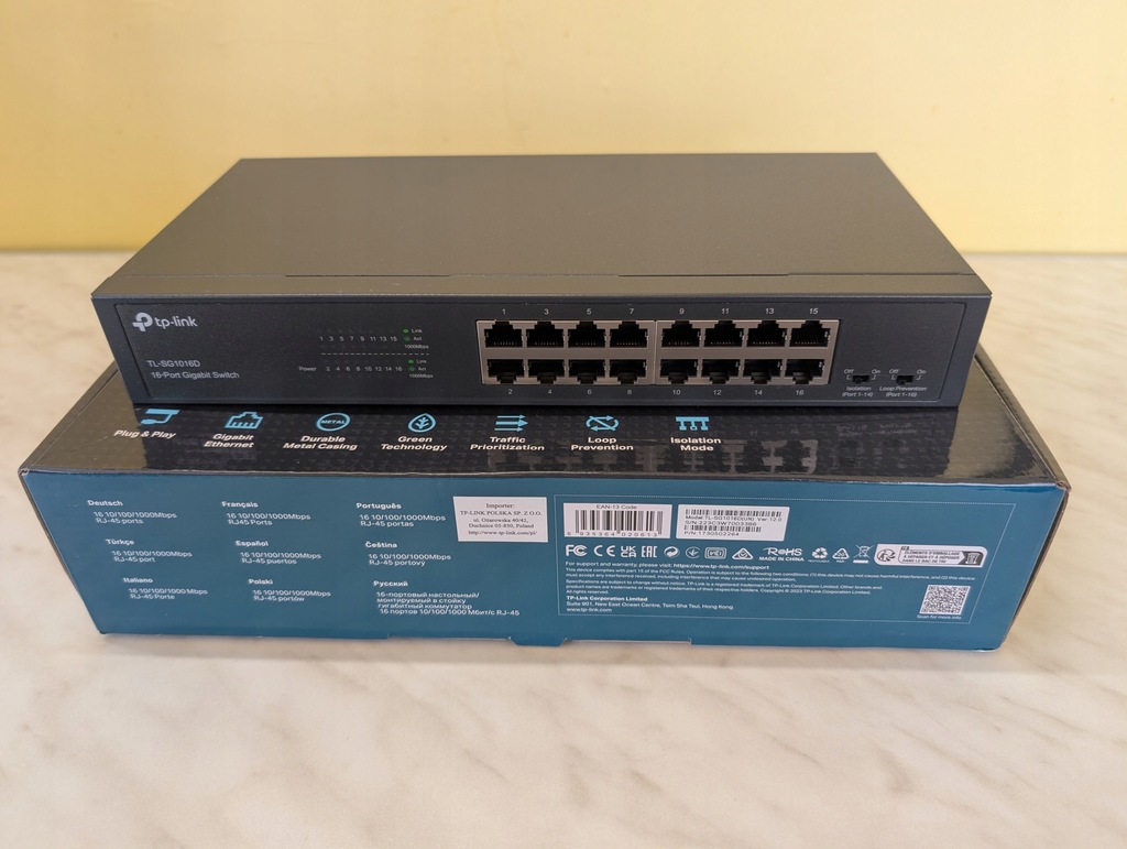 Switch TP-Link TL-SG1016D 16 portów, stan idealny, gwarancja
