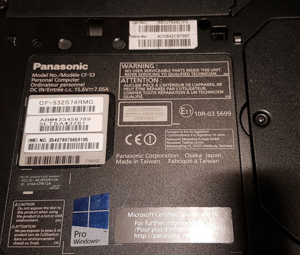 Купить Panasonic CF-53 I5-4310U 8 ГБ 256 ГБ SSD WIFI: отзывы, фото, характеристики в интерне-магазине Aredi.ru