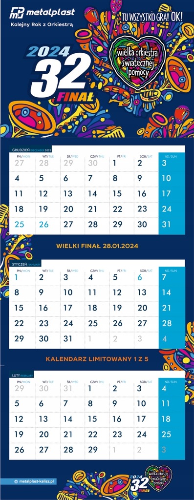 Kalendarz WOŚP Na Rok 2024| 32. Finał WOŚP |