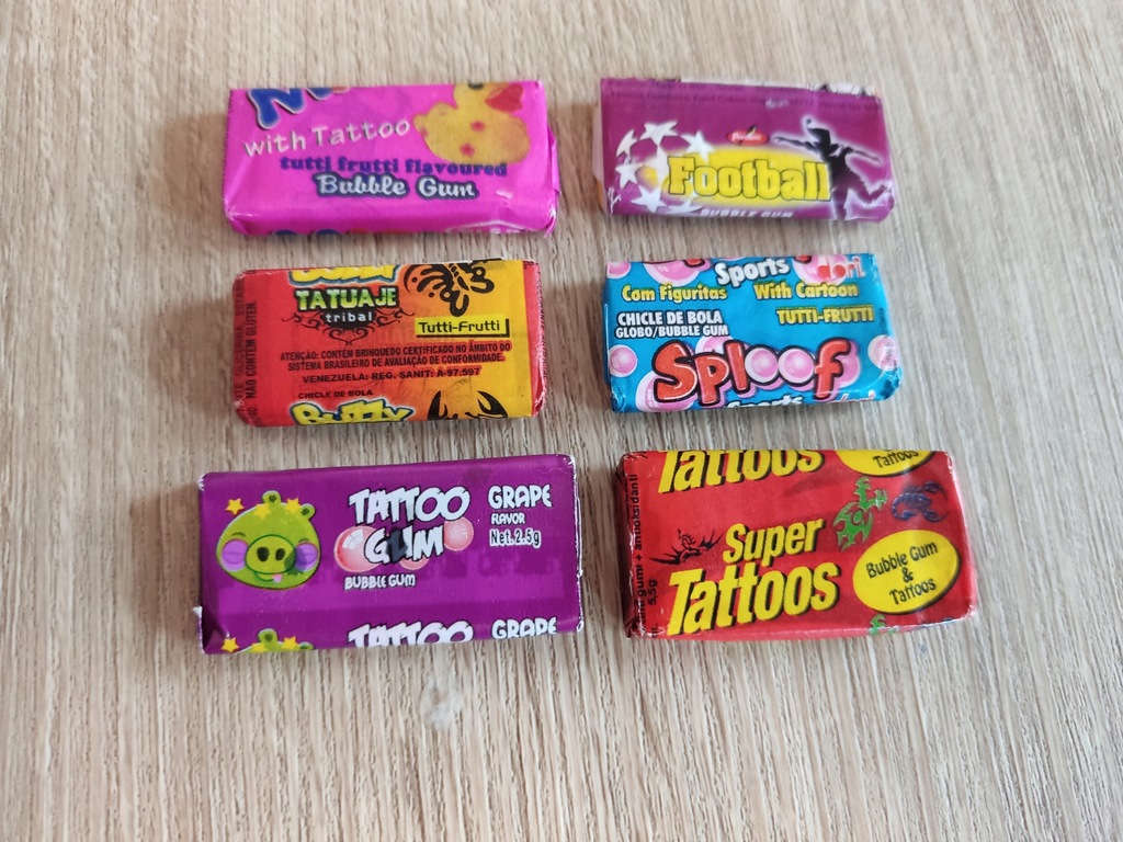 Obrazki z gum, gumy do żucia 6szt. Lata 90 i inne