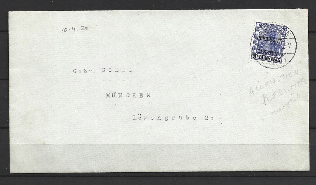 Allenstein-Olsztyn,list do Monachium