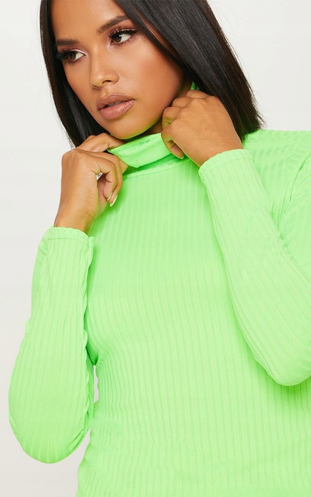 PrettyLittleThing neonowy golf w prążki 38