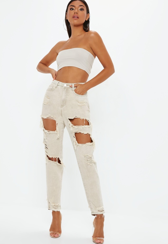 31I129 MISSGUIDED__MD9 JEANSOWE SPODNIE DZIURY_XXS