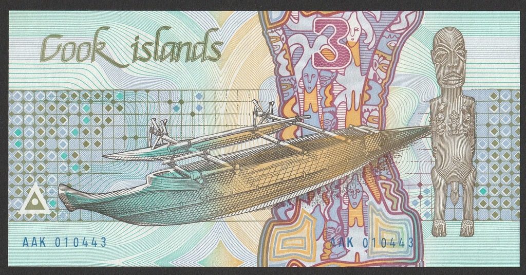 Wyspy Cooka - 3 dolary - 1992 - stan UNC