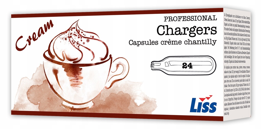 Naboje do bitej śmietany opakowanie 24 szt. naboje do syfonu N2O LISS 2324