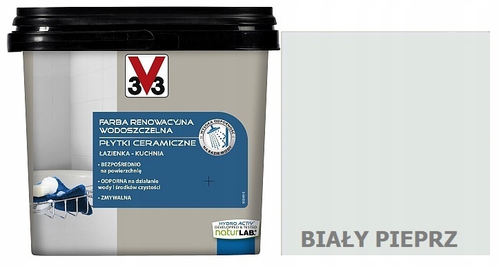 Farba RENOWACYJNA DO PŁYTEK 0,75L V33 BIAŁY PIEPRZ