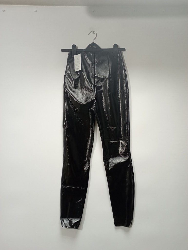 Abercrombie&Fitch czarne winylowe spodnie damskie legginsy M