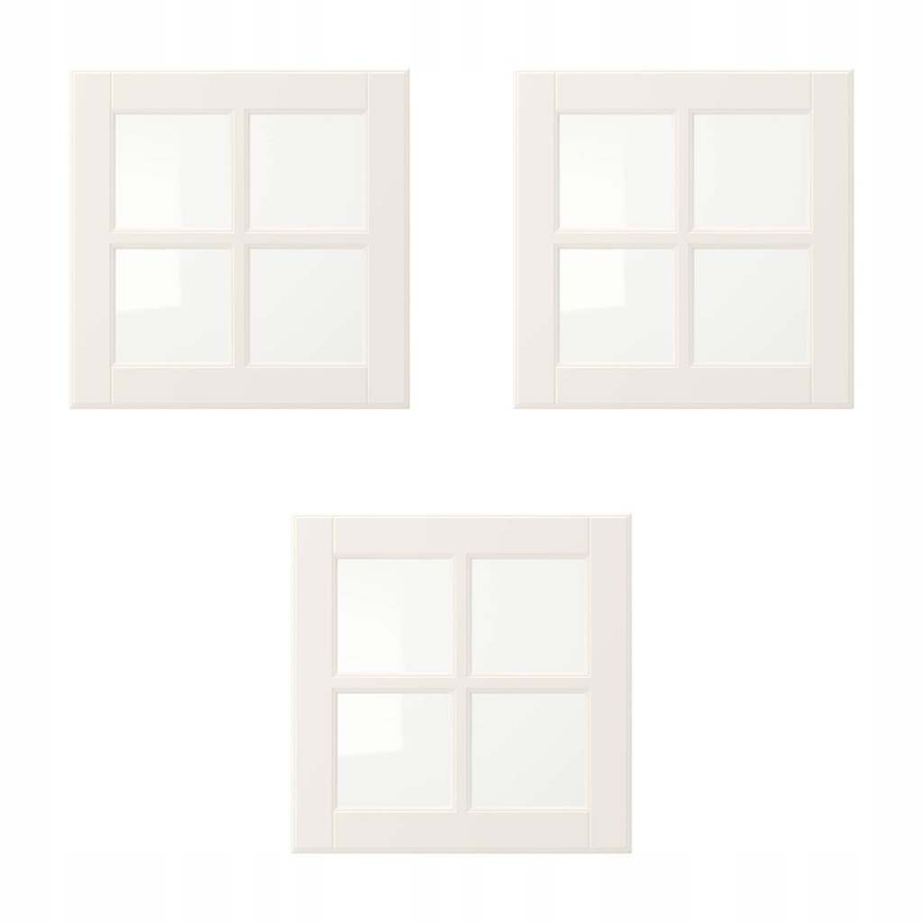 3 szt. BODBYN Drzwi szklane - kremowy 40x40 cm