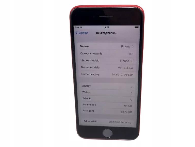 TELEFON IPHONE SE 2020 A2275 64GB BATERIA 95 RED