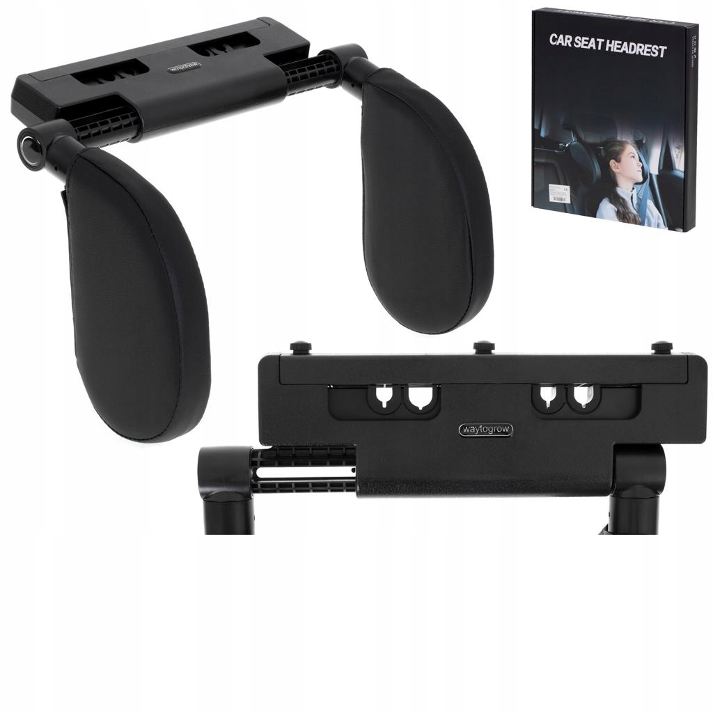 Zagłówek samochodowy regulowany na głowe szyje czarny