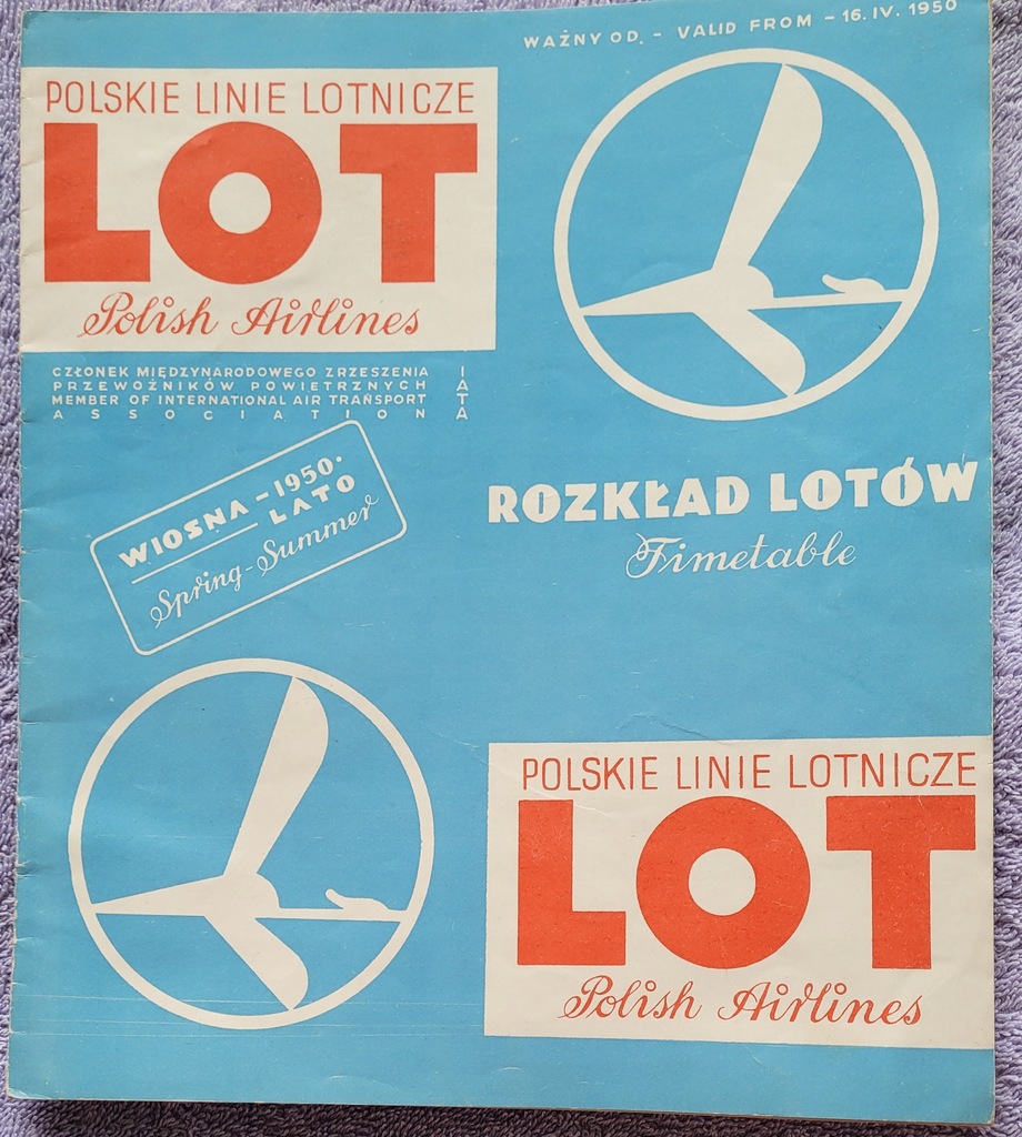 LOT ROZKŁAD LOTÓW TIMETABLE 1950 SAMOLOT IŁ-12