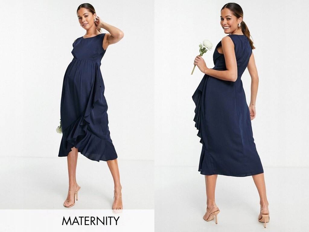 Maya Maternity Granatowa sukienka kopertowa S