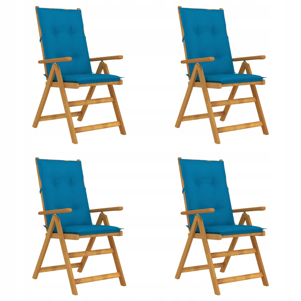Rozkładane krzesła ogrodowe z poduszkami, 4 szt.,