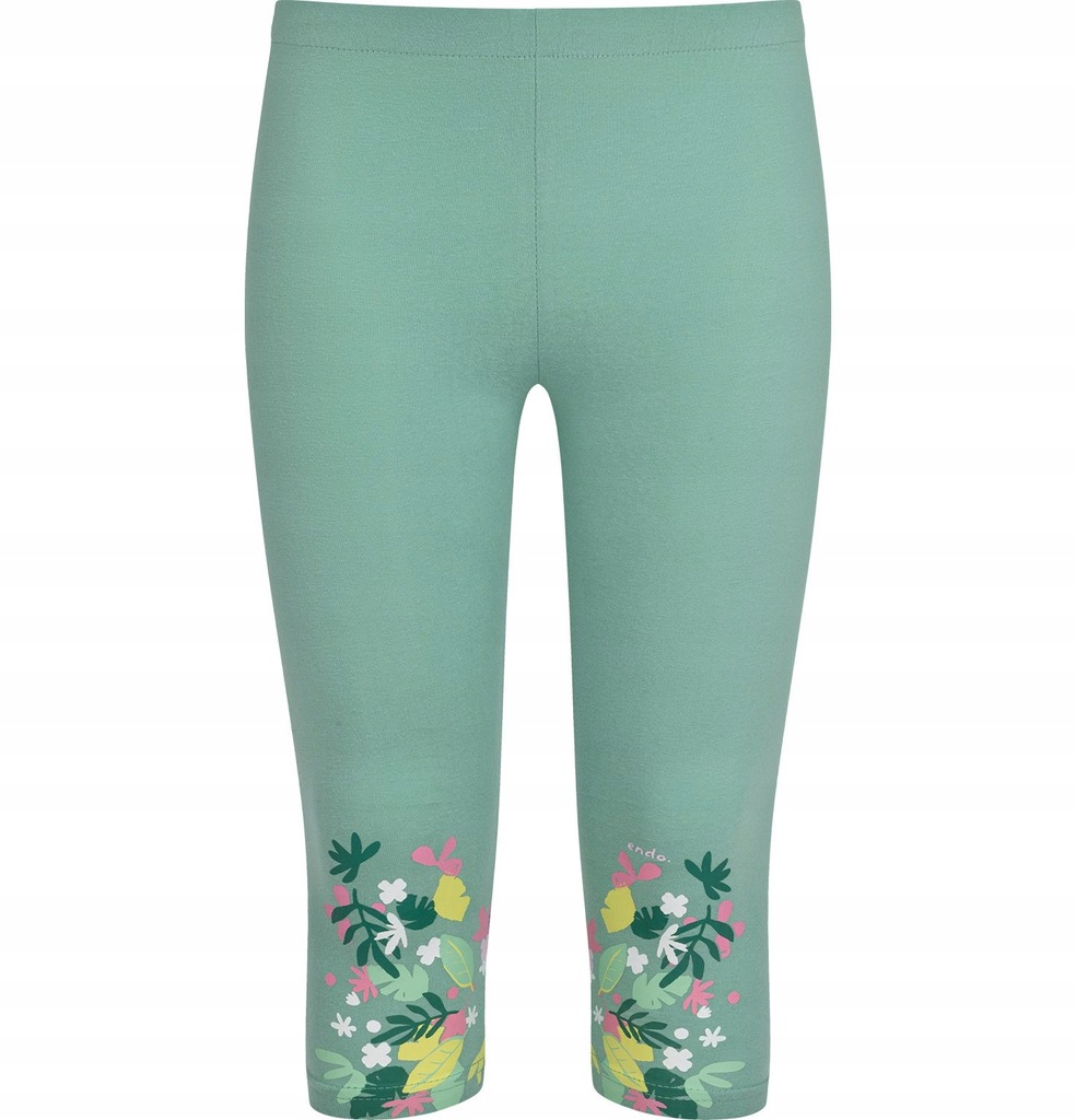 Legginsy dziewczęce leginsy 3/4 dziecięce bawełniane 134 z kwiatami Endo