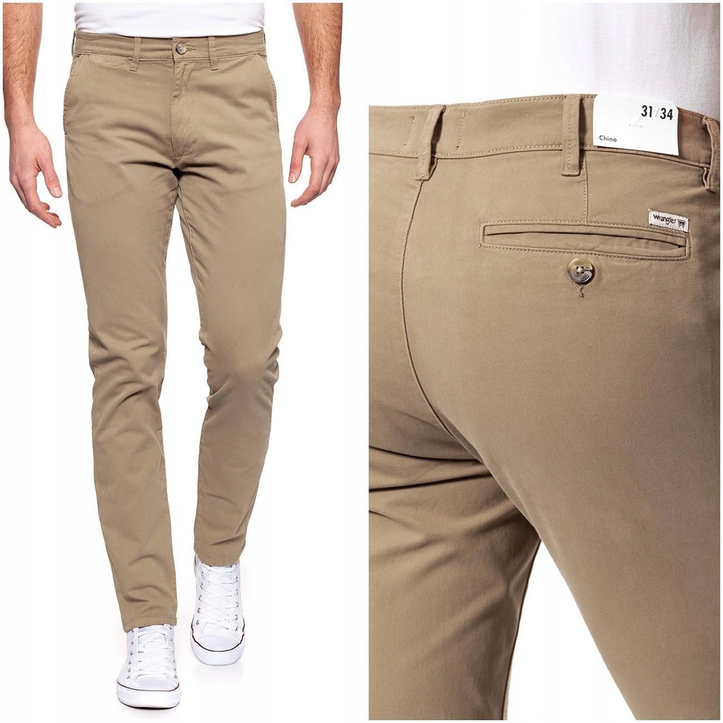 WRANGLER CHINO MĘSKIE SPODNIE MATERIAŁOWE W30 L34