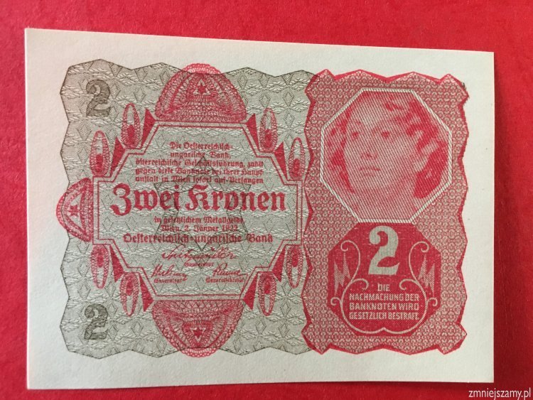 Austria - 2 korony z 1922 roku w bankowym stanie