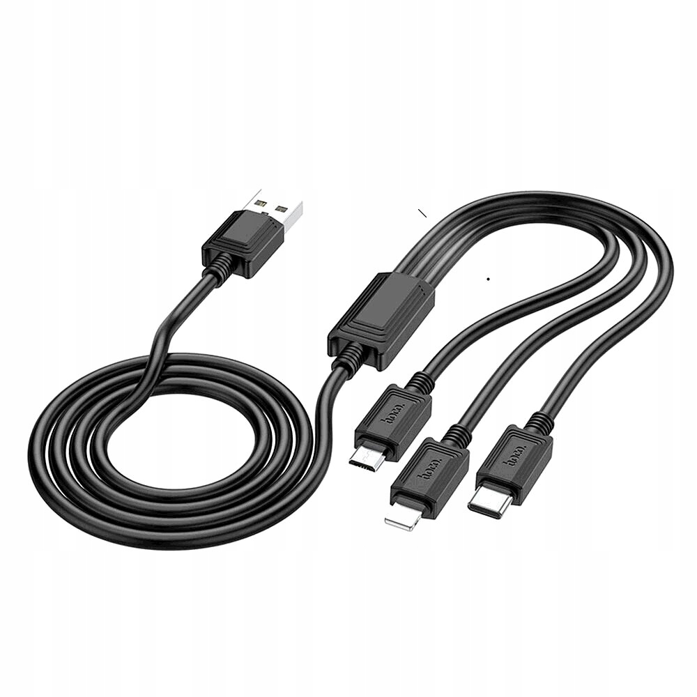 HOCO kabel 3w1 USB do Lightning / Micro USB / USB-C 2A X74 1m czarny