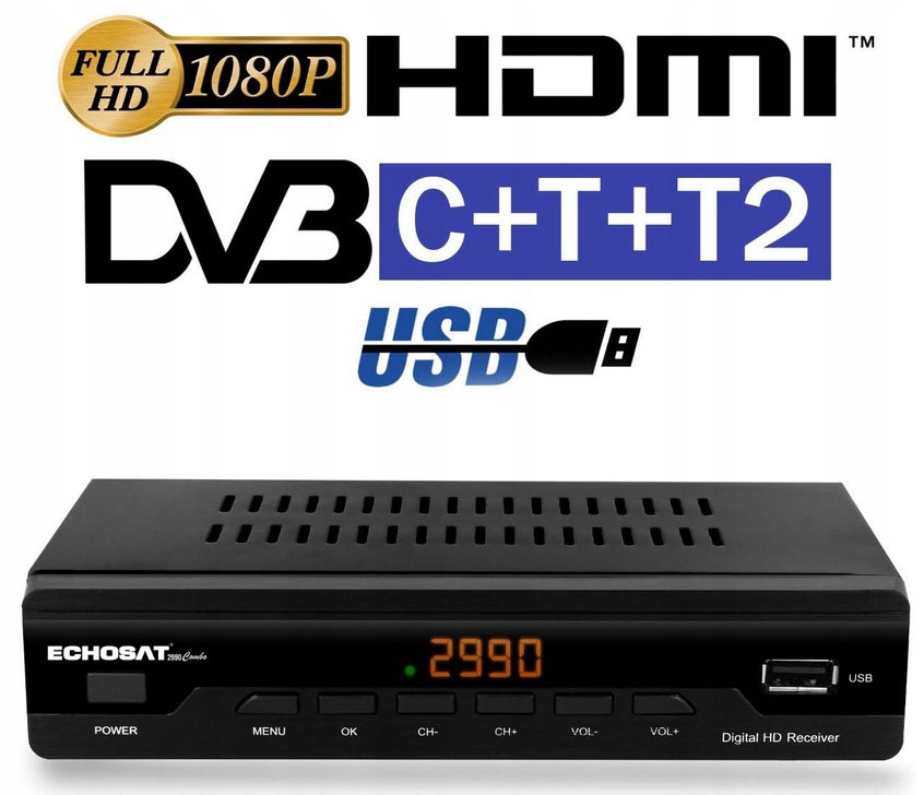 Tuner dekoder DVB-T2 Echosat 2990 Combo
