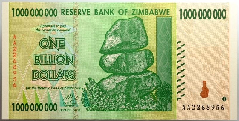 296. Zimbabwe, 1000000000 dolarów 2008