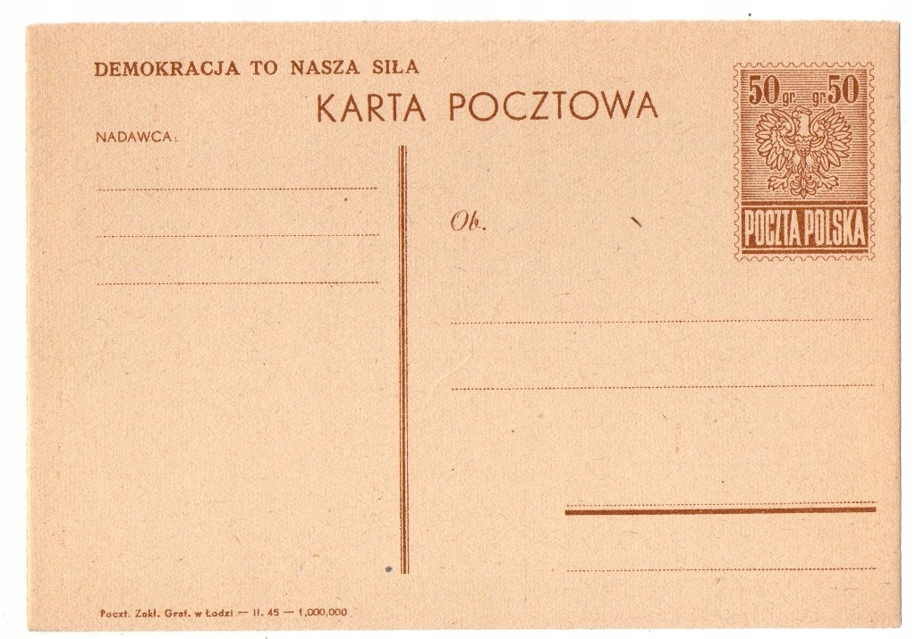 Kartka Pocztowa CP 92 hasło 3 1945