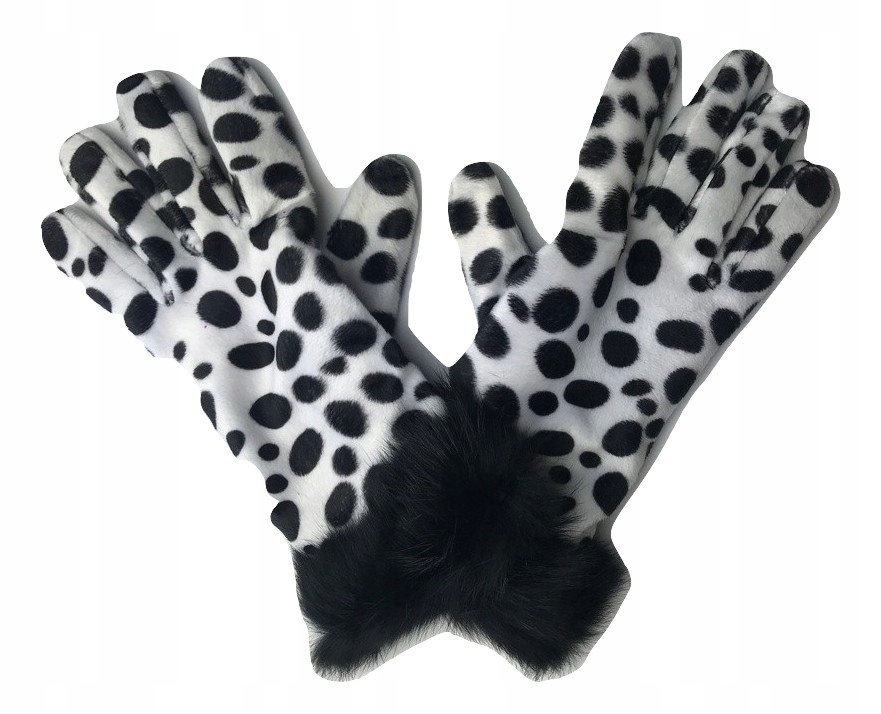 rękawiczki damskie łatki krowa biało-czarne XL