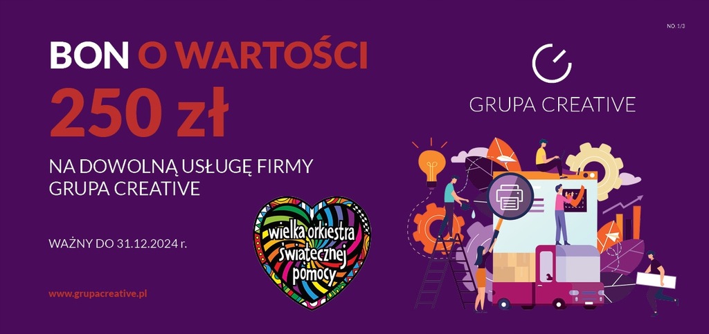 Bon o wartości 250zł na dowolną usługę firmy Grupa Creative