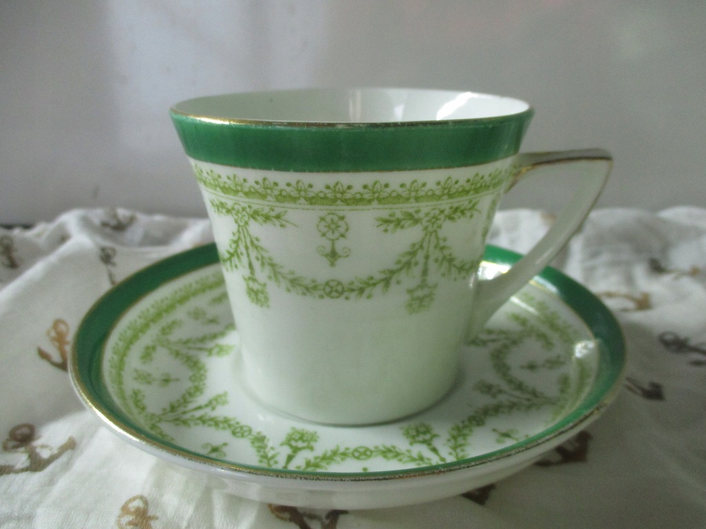 Vintage CORONA porcelanowa filiżanka zestaw z talerzykiem