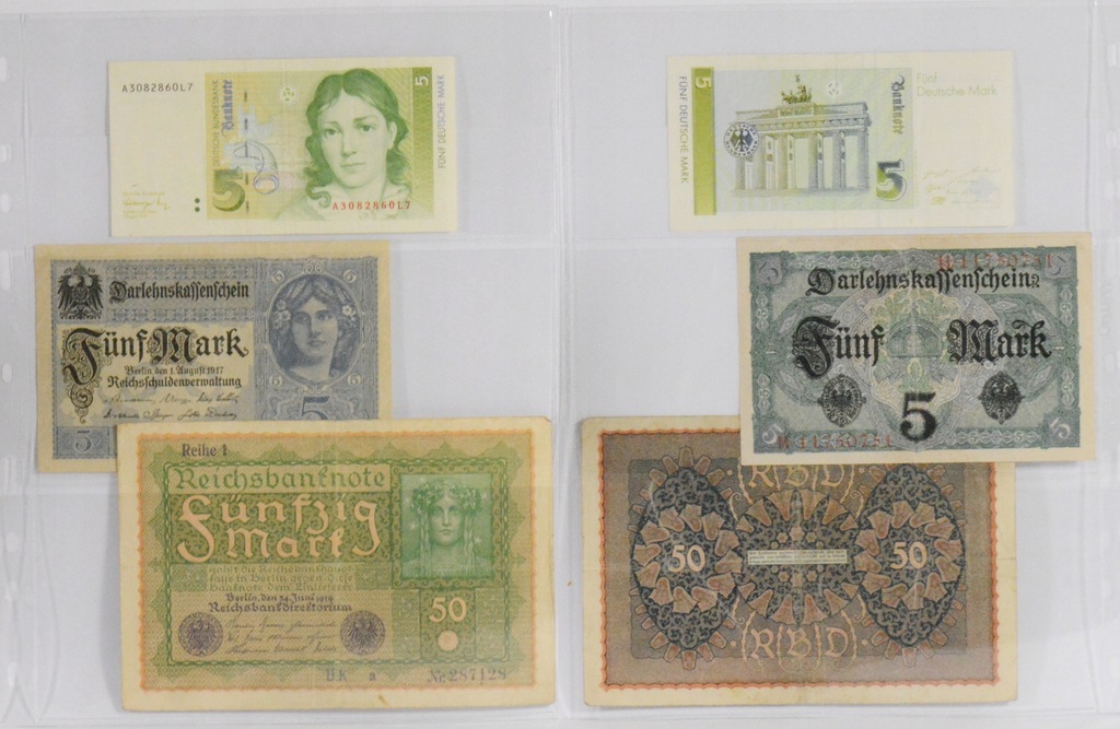 30CB. BANKNOTY NIEMCY 1991, 1917, 1919 - LOT 3 SZTUKI 22.01