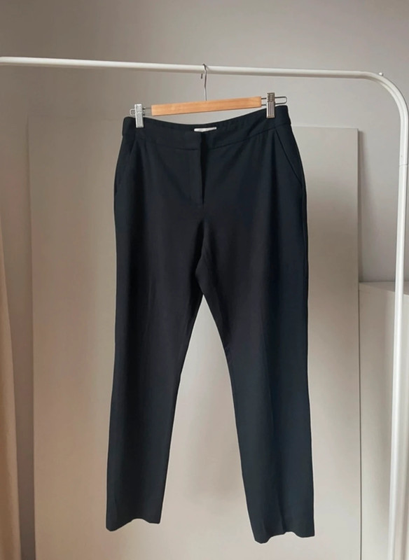 Hobbs czarne proste spodnie wełniane wełna z wełny wool trousers 38 M