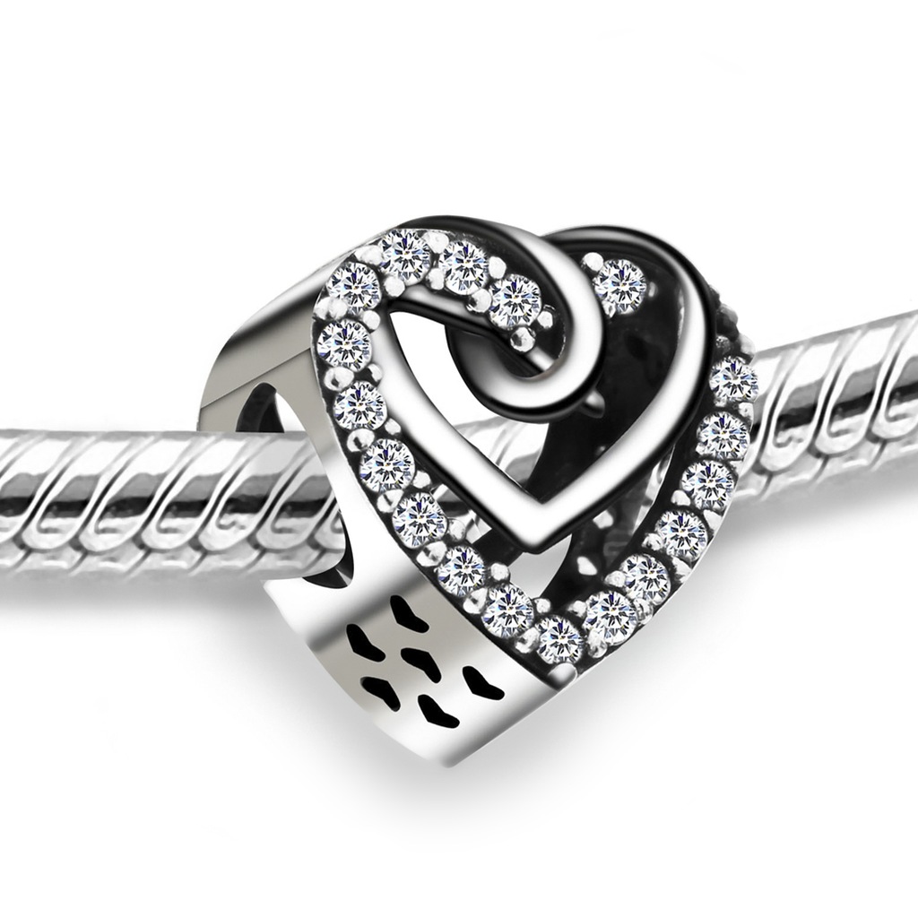 SREBRNY CHARMS 925 SERCE Z SERCEM SERDUSZKO SREBRO