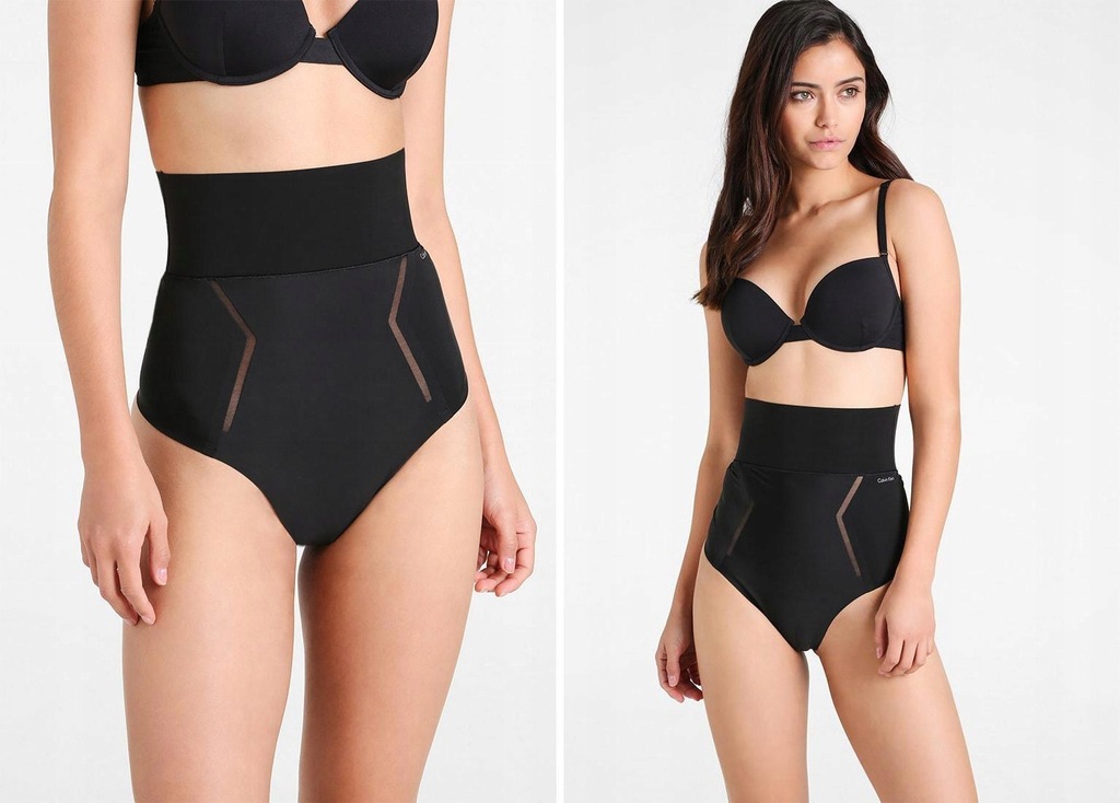 S014D29 Calvin Klein CZARNE MODELUJĄCE STRINGI L