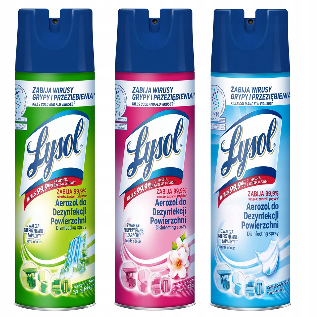 Lysol Spray do Dezynfekcji MIX Zestaw 3x400ml 9945359038 oficjalne