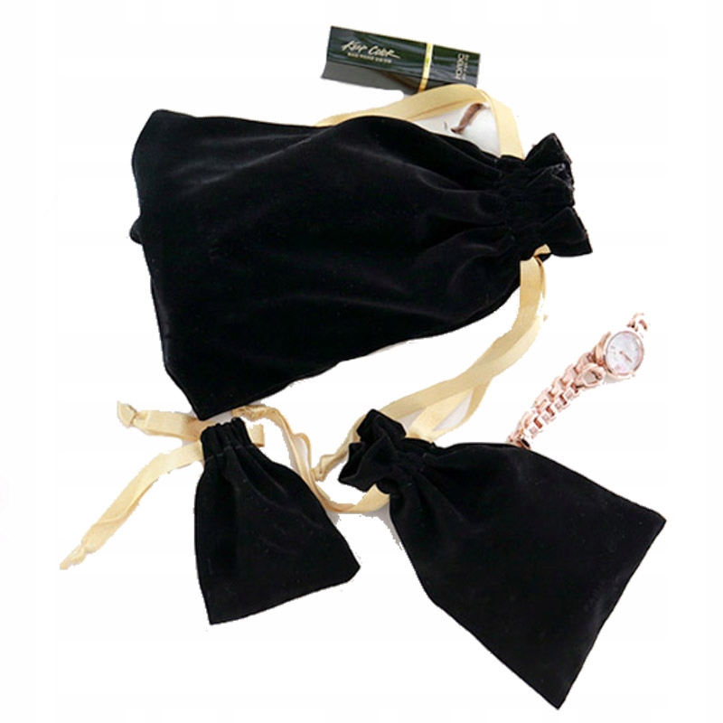 Black Velvet Gift Bags Luxury Gold Ribbon Logo